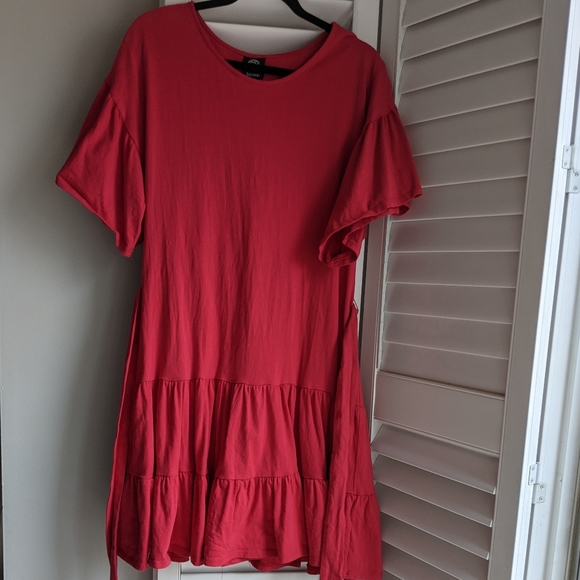 Bobeau Drop Waist Ruffle Cotton Dress - Picture 5 of 10